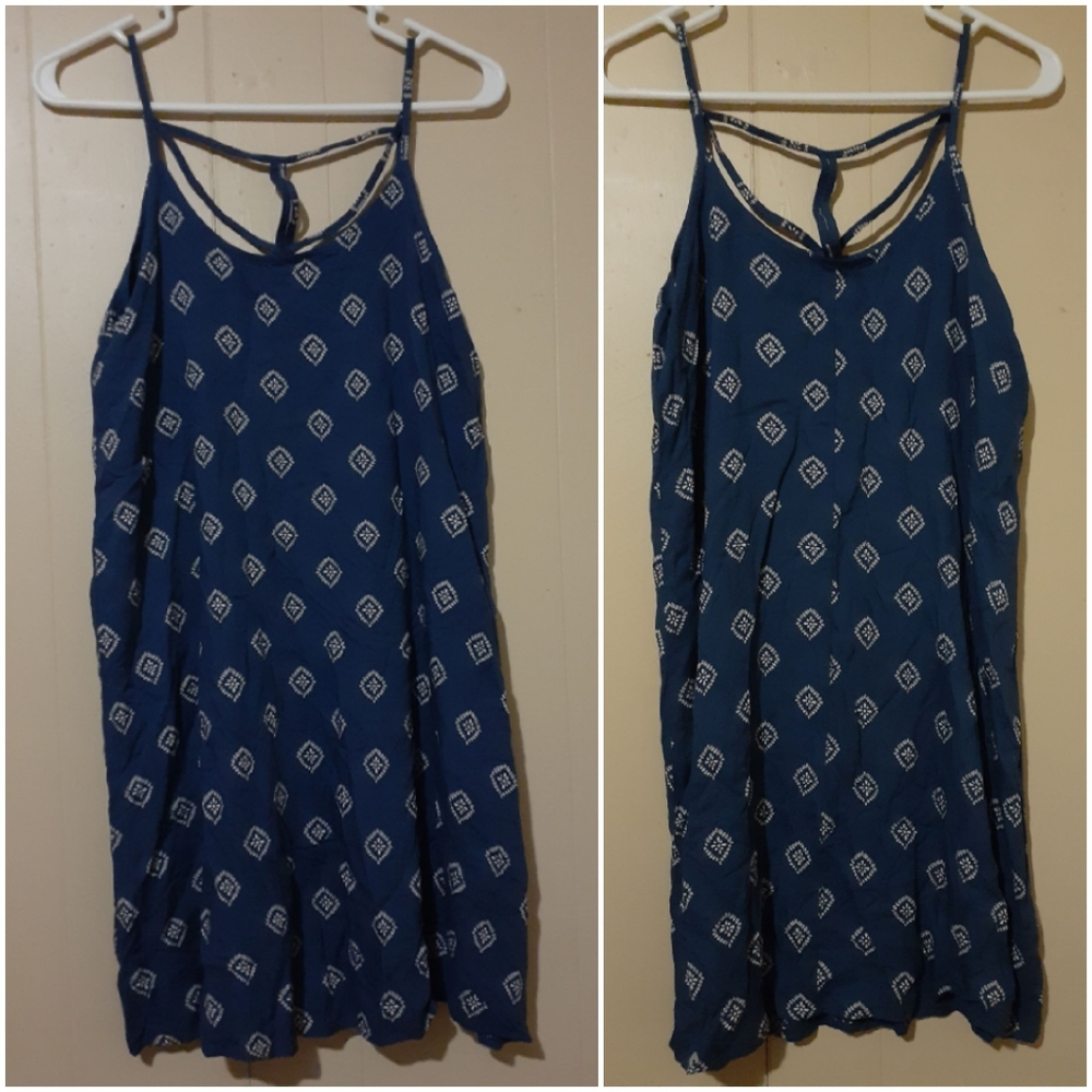 SO oversized boho blue dress beach cover xsmall